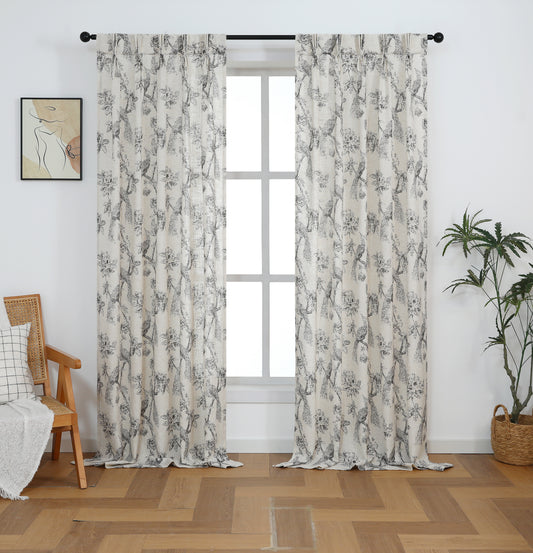 Curtains - Peacock Pinch Pleated Curtains (2 Panels)