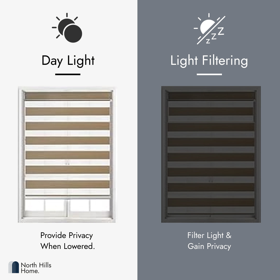 Zebra Shade Cordless, Dual Mode, Lets Light in and Blocks Light out