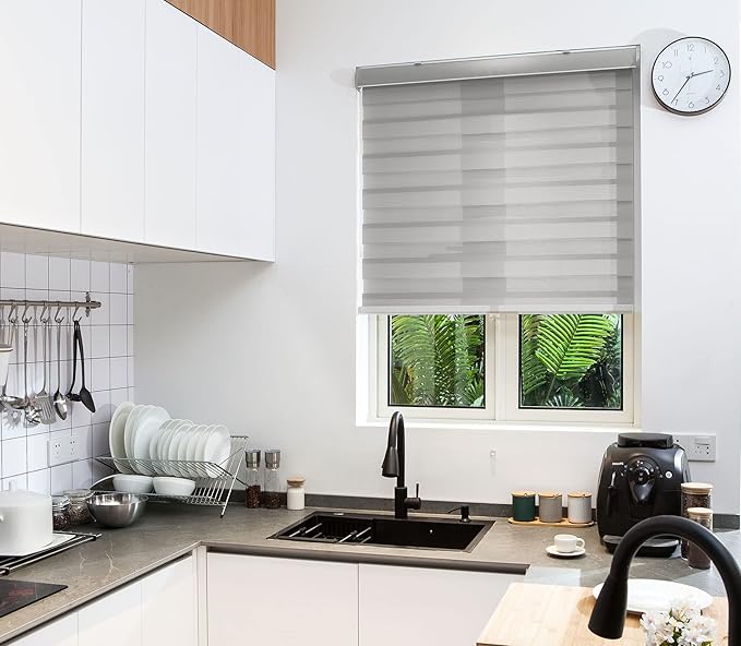 Zebra Blinds - Cordless Roller Blinds - Silver Gray