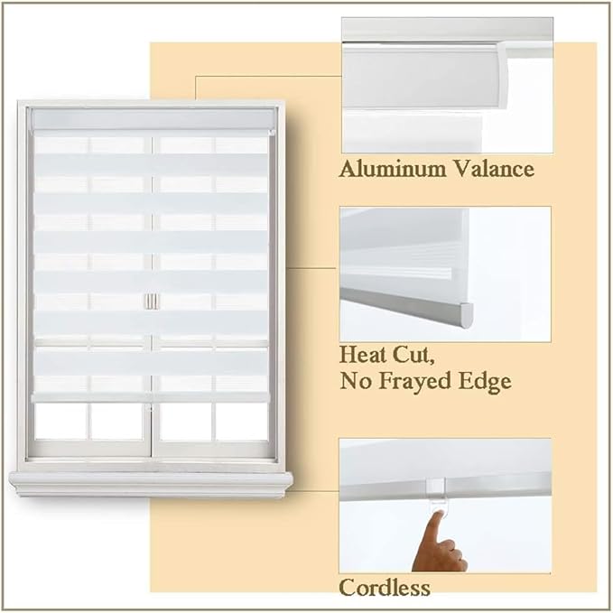 Zebra Shade Cordless, Dual Mode, Lets Light in and Blocks Light out