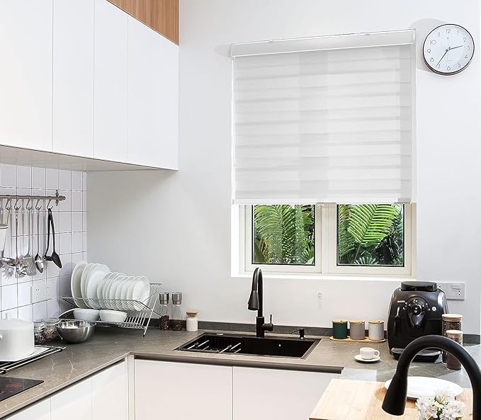 Zebra Blinds - Cordless Roller Blinds - White