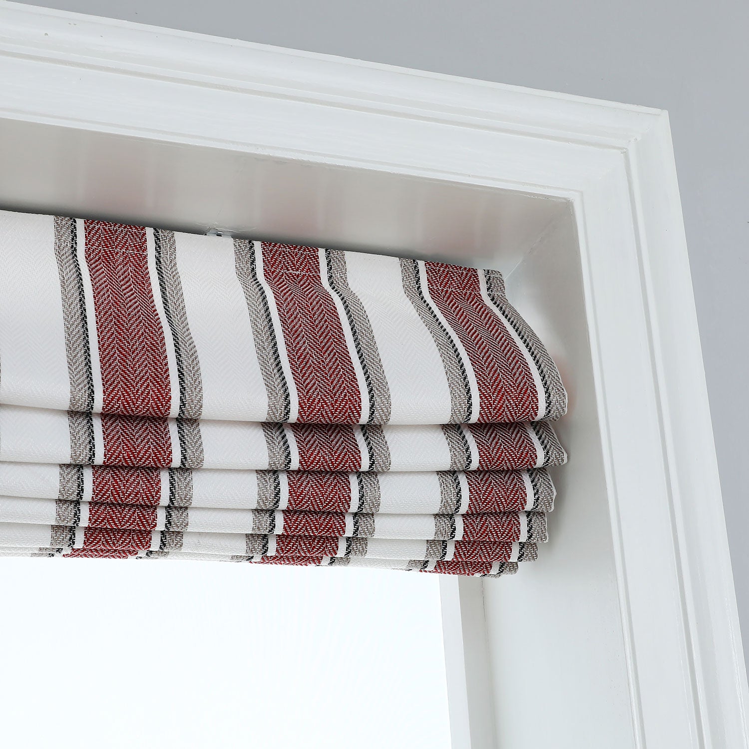 Yarn Dyed Cordless Roman Shades Blind, Vertical Stripe Room Darkening Window Shades