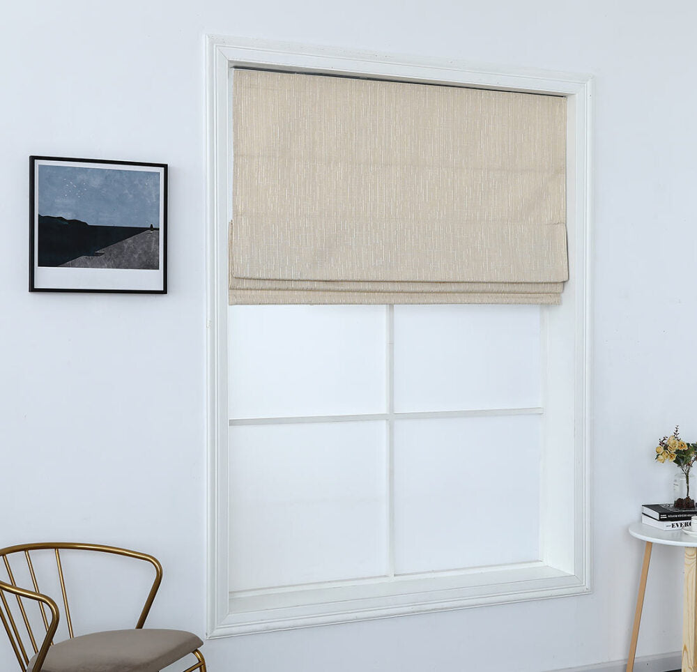 Cordless Room Darkening Blind&Shades for Windows, Textured Woven Thermal Insulated Windows Polyester Pueblo Roman Blind