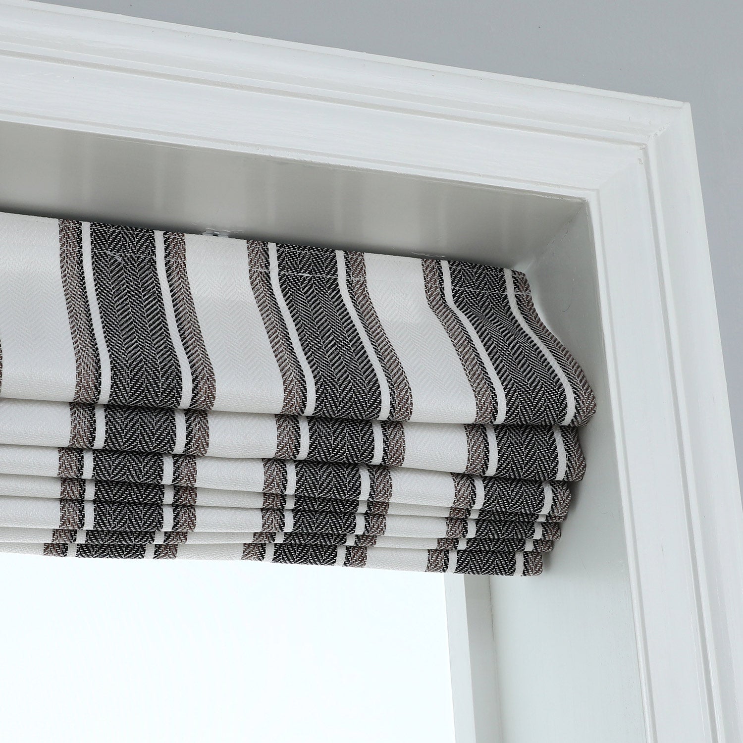 Yarn Dyed Cordless Roman Shades Blind, Vertical Stripe Room Darkening Window Shades