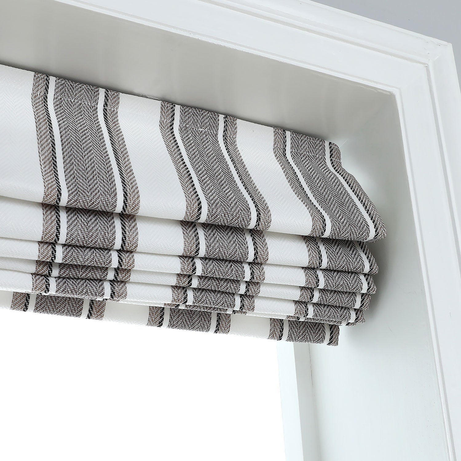 Yarn Dyed Cordless Roman Shades Blind, Vertical Stripe Room Darkening Window Shades