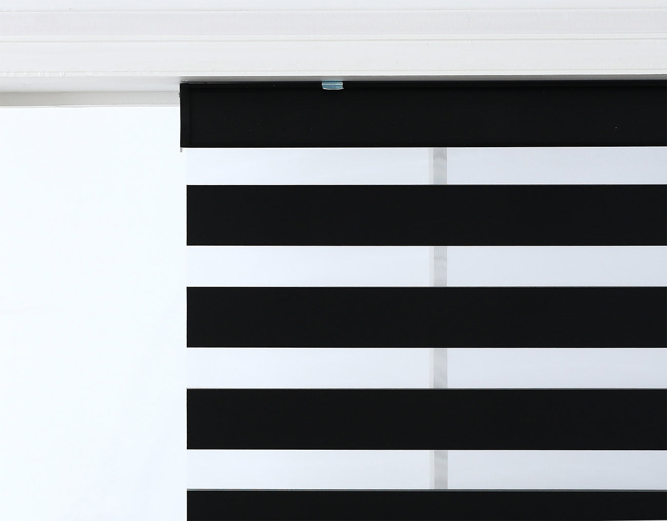 North Hills Home Black Cordless Zebra Shades, Free-Stop Light Filtering Zebra Roller Blinds for Bedroom/Living Room/Office