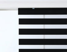 Load image into Gallery viewer, North Hills Home Black Cordless Zebra Shades, Free-Stop Light Filtering Zebra Roller Blinds for Bedroom/Living Room/Office