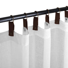 将图片加载到图库查看器，North Hills Home Faux Leather and Grommet Header Semi-Sheer Panel Sherbrooke White/Natural