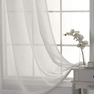 North Hills Home Snap Grommet Sheer Curtains for Bedroom, Linen Textured Voile Semi Sheer Curtain Drapes for Living Room