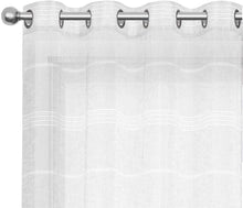 将图片加载到图库查看器，North Hills Home Striped Sheer Curtains for Living Room, Linen Textured Grommet Voile Summer Night Semi Sheer Curtains for Bedroom