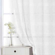 将图片加载到图库查看器，North Hills Home Striped Sheer Curtains for Living Room, Linen Textured Grommet Voile Summer Night Semi Sheer Curtains for Bedroom