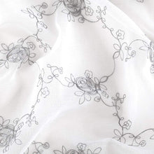 将图片加载到图库查看器，North Hills Home Floral Rose Embroidery Sheer Curtains for Living Room, Linen Textured Rod Pocket Semi Sheer Voile Drapes