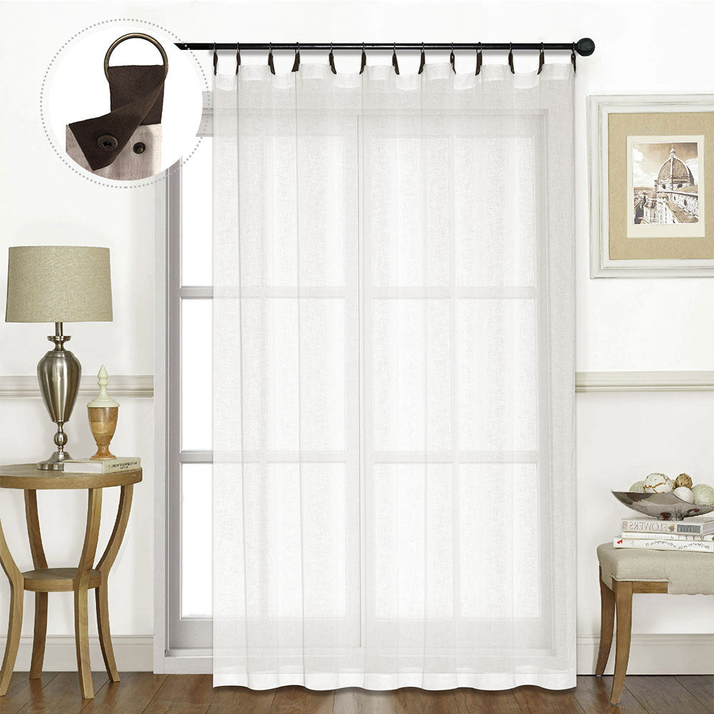 North Hills Home Faux Leather and Grommet Header Semi-Sheer Panel Sherbrooke White/Natural