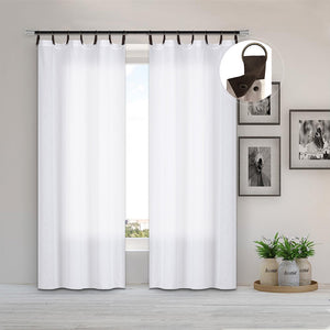 North Hills Home Faux Leather and Grommet Header Semi-Sheer Panel Sherbrooke White/Natural