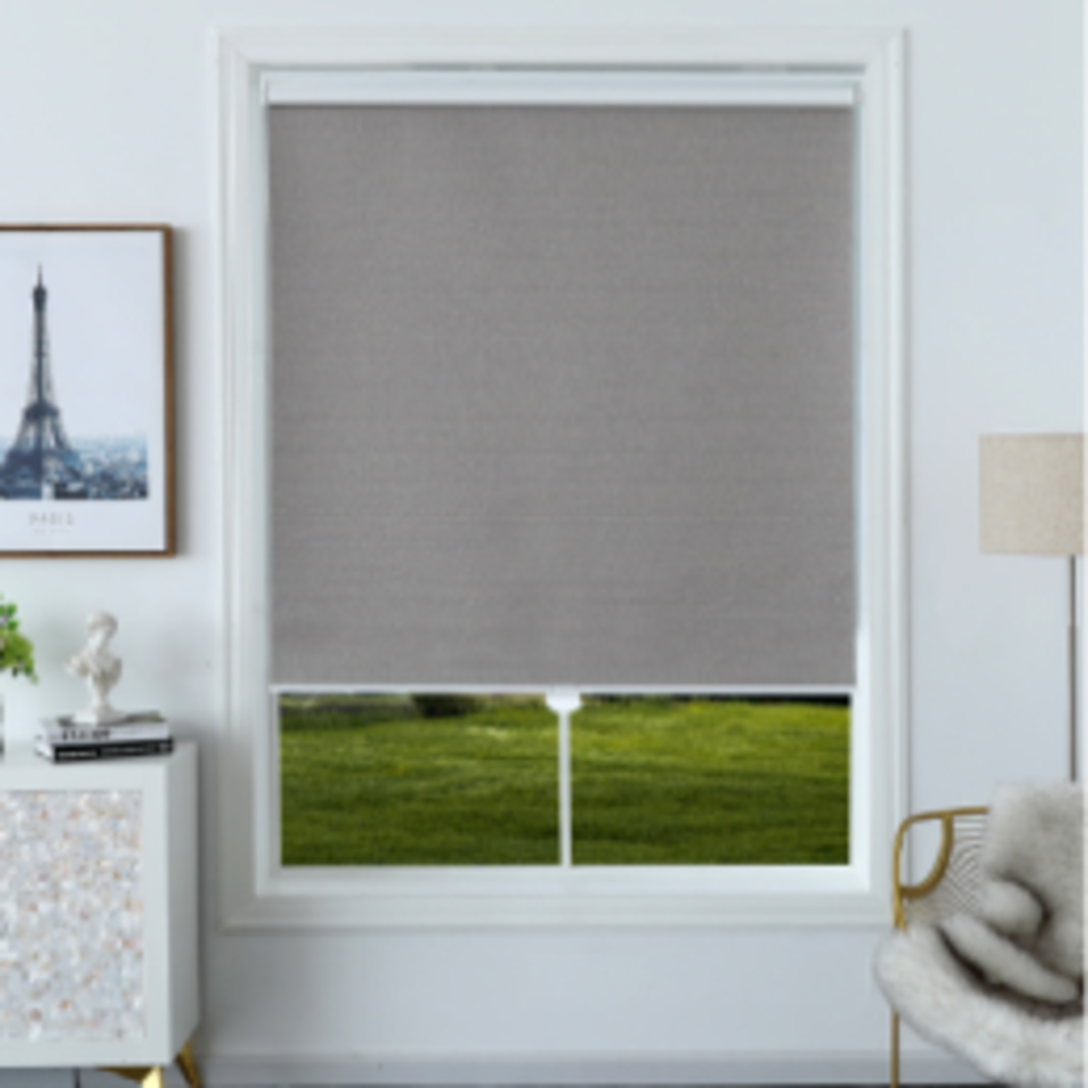 North Hills Home Polyester Hudson Blackout Roller Shade Salt/Pepper