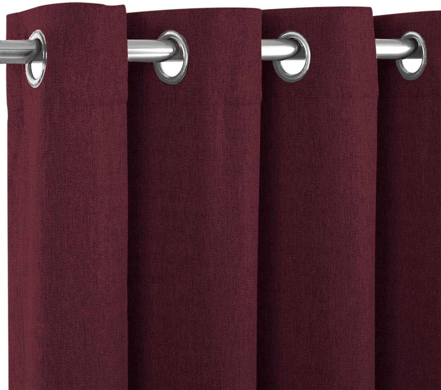 North Hills Home Natural/Charcoal/Gray/Red/Coffee Jacquard Textured Weave Curtains, Blackout Curtain Drapes for Bedroom Living Room Polyester Ashbury Grommet Panel