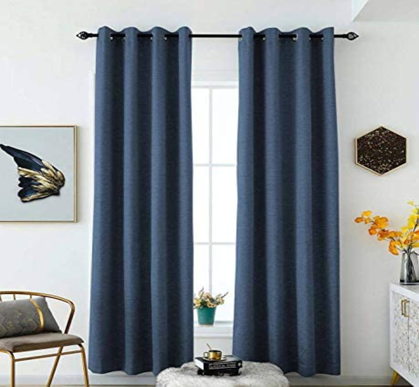 North Hills Home Grommet Panel Curtains Ash Grey/Stone/Pewter/Indigo Blue Belmar For Indoor and Commercial Use