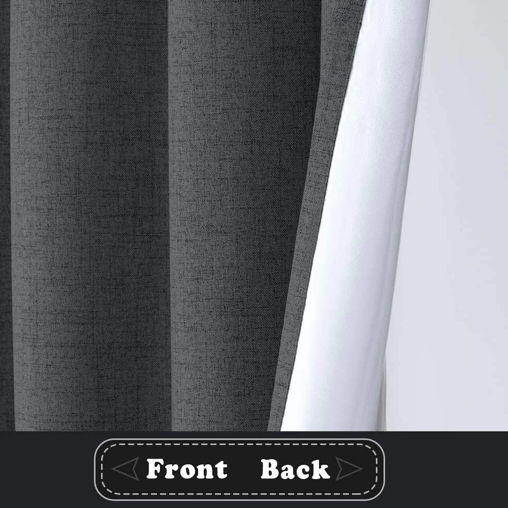 North Hills Home Blue/Charcoal/Grey/Natural Premium Soft Bedroom Curtains, Cashmere Texture Room Darkening Sunbar Drapes