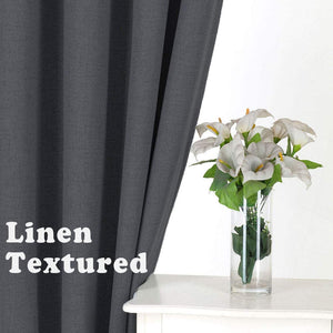 North Hills Home Blue/Charcoal/Grey/Natural Premium Soft Bedroom Curtains, Cashmere Texture Room Darkening Sunbar Drapes