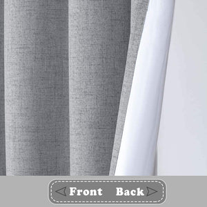 North Hills Home Blue/Charcoal/Grey/Natural Premium Soft Bedroom Curtains, Cashmere Texture Room Darkening Sunbar Drapes