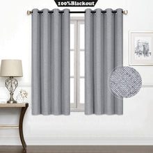 Load image into Gallery viewer, North Hills Home Blue/Charcoal/Grey/Natural Premium Soft Bedroom Curtains, Cashmere Texture Room Darkening Sunbar Drapes