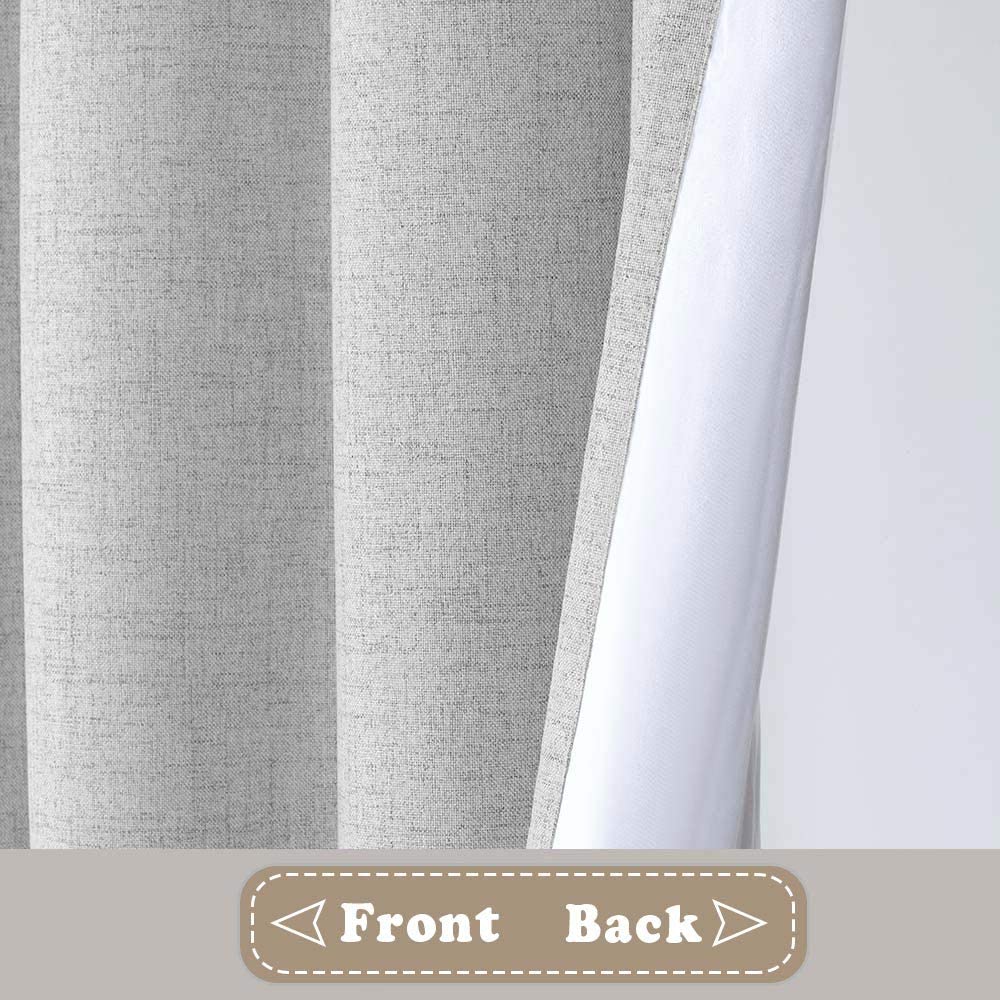 North Hills Home Blue/Charcoal/Grey/Natural Premium Soft Bedroom Curtains, Cashmere Texture Room Darkening Sunbar Drapes